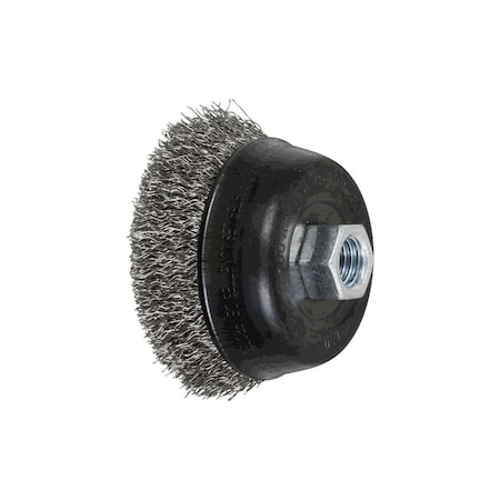 Pferd 82359 3-1/2in Crimped Wire Cup Brush .014 SS Wire, 5/8-11 Thread ext. 82359-PFERD